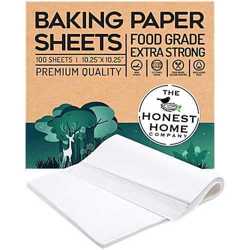 The Honest Home Company Baking Paper Sheets - Cake Mould Lining, Silicon Coating, Food Safe, For Baking, 26 cm, 100 pcs  