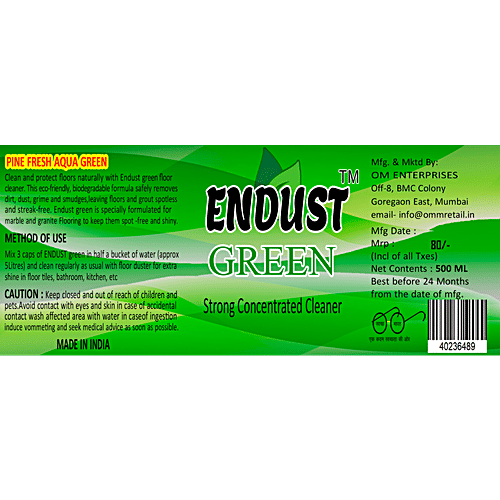 Endust Floor Cleaner Liquid - Green, Strong Surface Disinfectant, 500 ml  