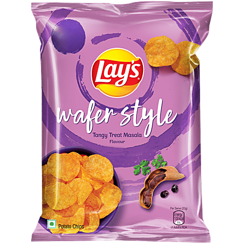 Lay's Wafer Style Potato Chips - Tangy Treat Masala, 52 g  Crispy Thin Chips and Snacks