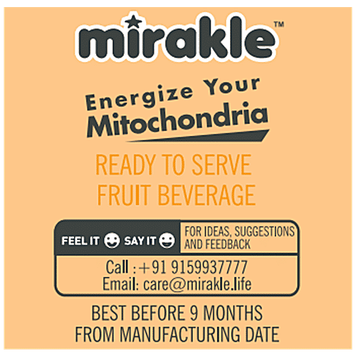 Mirakle  Vitamin C Drink - Mango, Rich In Activated Liposomal, Phospholipids & Mangiferin, 200 ml Pouch 