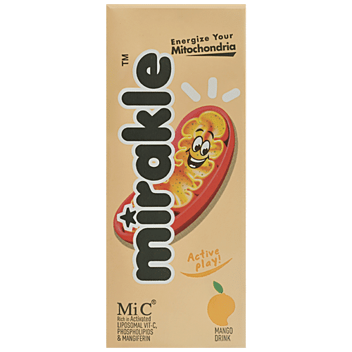 Mirakle  Vitamin C Drink - Mango, Rich In Activated Liposomal, Phospholipids & Mangiferin, 200 ml Pouch 