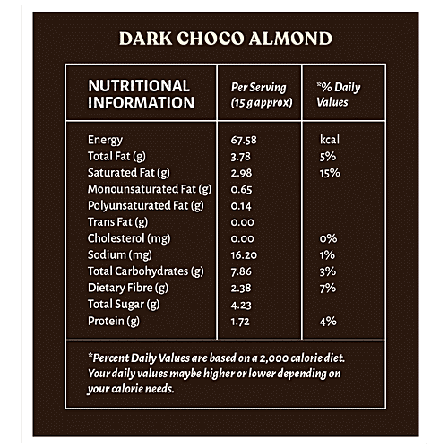 Open Secret Dark Choco Almond Chocolate Bars - With Jaggery, No Refined Sugar, 150 g 10 pcs 