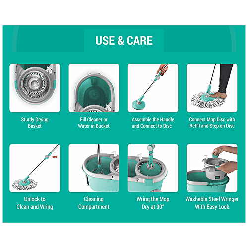 Buy Milton Spotzero Spin Mop, Bucket Plastic & Steel Wringer, 1.65