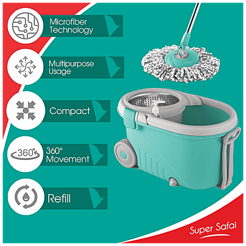 Buy Milton Spotzero Spin Mop, Bucket Plastic & Steel Wringer, 1.65