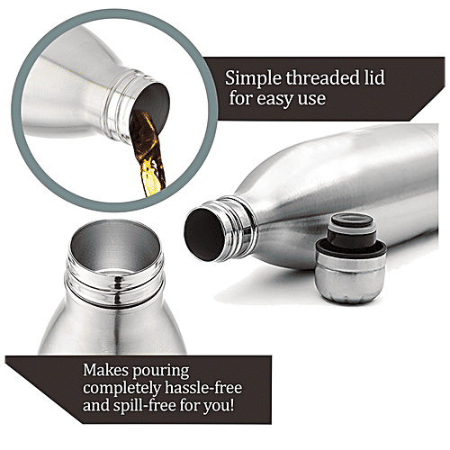 Milton Thermosteel - Duo DLX 1500, 24 Hrs Hot & Cold Water Bottle, Silver, 1.5 L (1 pc) 