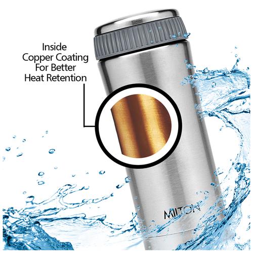 Milton Thermosteel - Optima 350, Hot & Cold Flask, Leak-Proof, Durable, Silver, 350 ml (1 pc) 