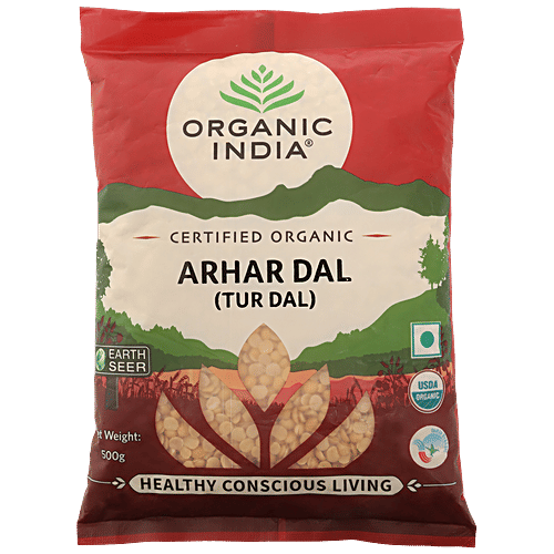 Organic India Arhar/Tur Dal - Unpolished, Helps In Digestion, No Preservatives, 500 g Pouch 