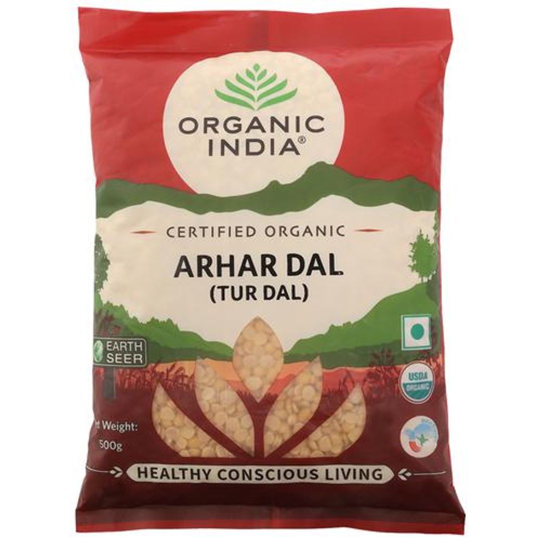 Organic India Arhar/Tur Dal - Unpolished, Helps In Digestion, No Preservatives, 500 g Pouch