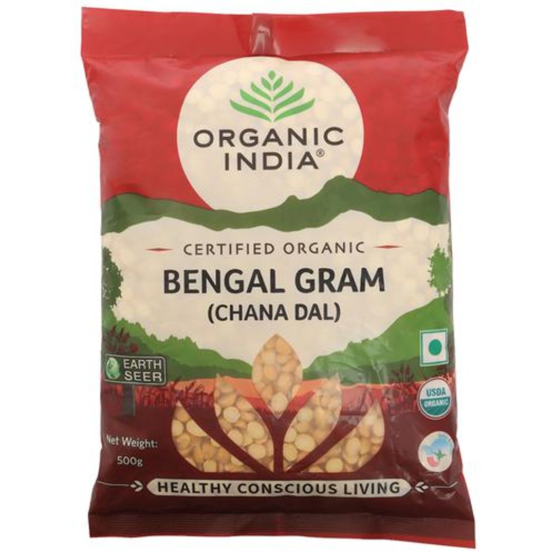 Organic India Bengal Gram/Chana Dal - Rich In Vitamins & Minerals, No Preservatives, 500 g Pouch