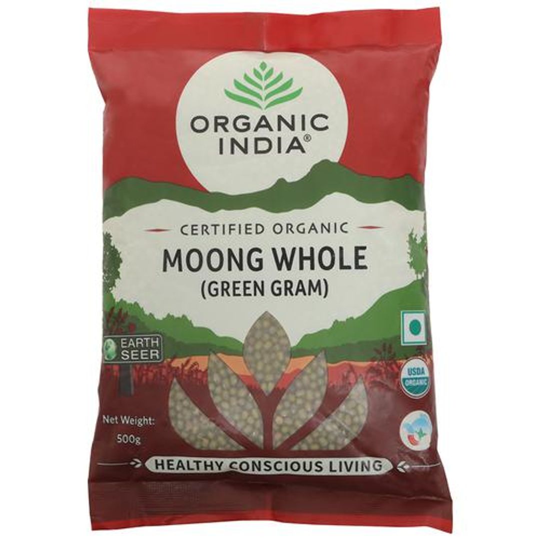 Organic India Moong/Green Gram - Whole, Healthy, Pesticide-Free, 500 g Pouch