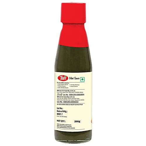 Tops Mint Sauce - Healthy & Tasty, 200 g Glass Bottle 