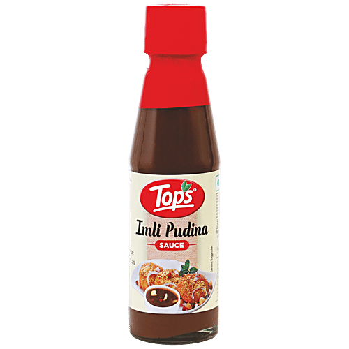 Tops Imli Pudina Sauce - Healthy & Tasty, Sweet-tangy Combination, 200 g Glass Bottle 