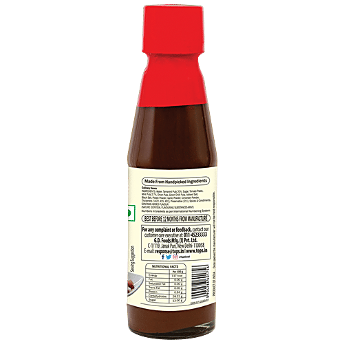 Tops Imli Pudina Sauce - Healthy & Tasty, Sweet-tangy Combination, 200 g Glass Bottle 