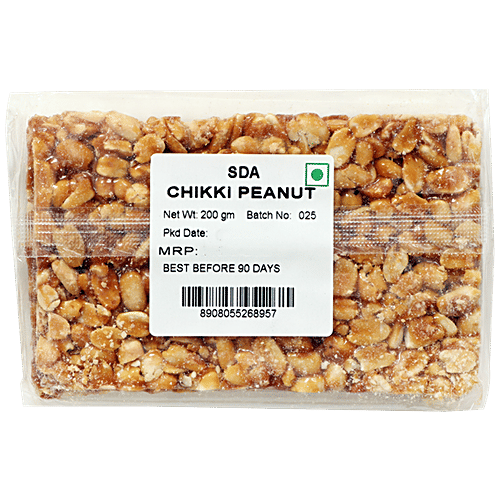SDA  Peanut Chikki - Made With jaggery, Healthy Snack, Protein Rich, 200 g Pouch 