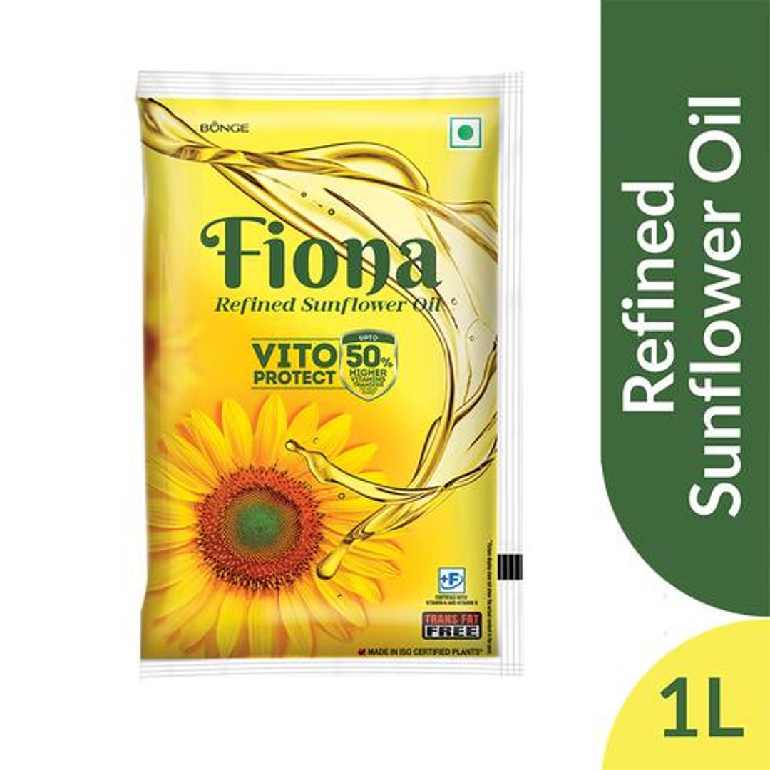 Fiona  Refined Sunflower Oil - Trans Fat Free, Healthy Cooking Oil, 1 L Pouch