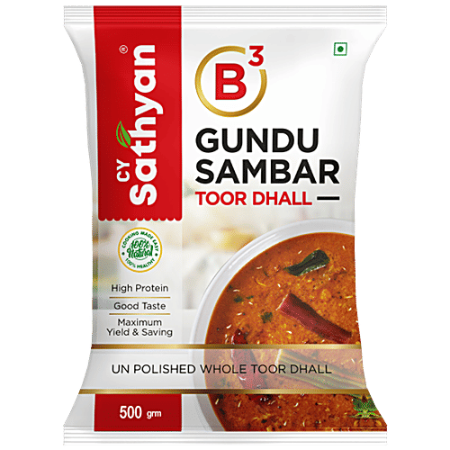 CY SATHYAN Gundu Sambhar Toor Dhal - Unpolished, High Protein Dal, 500 g  