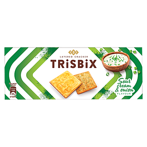 Trisbix Layered Cheese Cracker - Sour Cream & Onion Flavour, Crunchy & Creamy, 60 g Box 