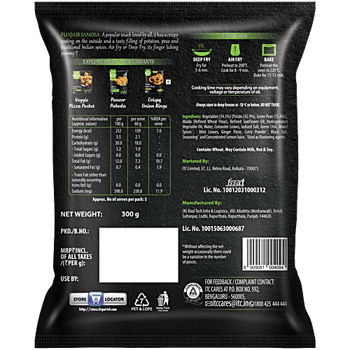 ITC Master Chef Punjabi Samosa, 300 g (15 pcs Approx.) No Added Preservatives