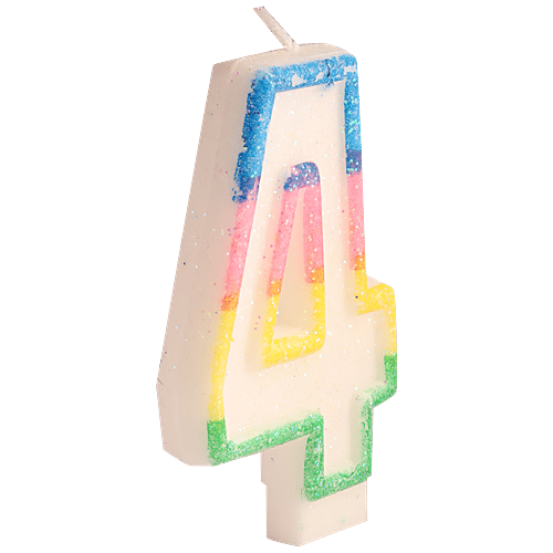 Se7en Number 4 Candle - For Cake Decoration, Birthday Parties, Anniversaries, Multicolour, 1 pc  