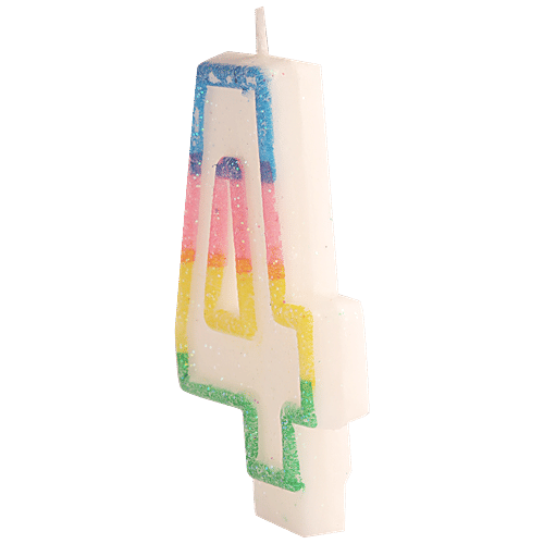 Se7en Number 4 Candle - For Cake Decoration, Birthday Parties, Anniversaries, Multicolour, 1 pc  