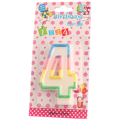 Se7en Number 4 Candle - For Cake Decoration, Birthday Parties, Anniversaries, Multicolour, 1 pc  