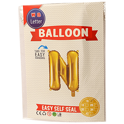 B Vishal Foil Alphabet Balloon - Letter N, Party Decor, For Birthday, Anniversary, 1 pc  