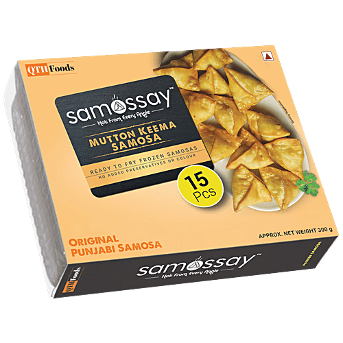 Samossay Mutton Keema Samosa - Ready To Fry, Frozen Teatime Snack, Spicy Gourmet Filling, 300 g  