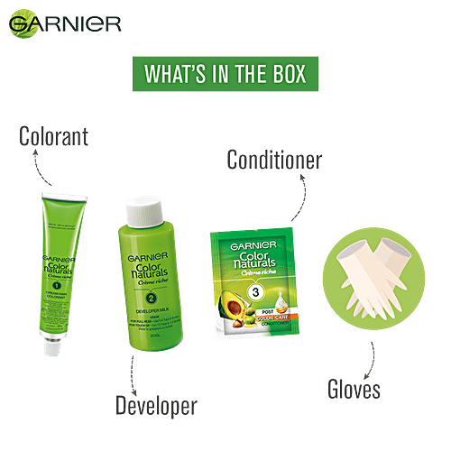 Garnier Colour Naturals - Crème Hair Colouring Kit, 100% Grey Coverage, No Ammonia, 1 pc (70 ml + 60 g + Colouring Tools) 