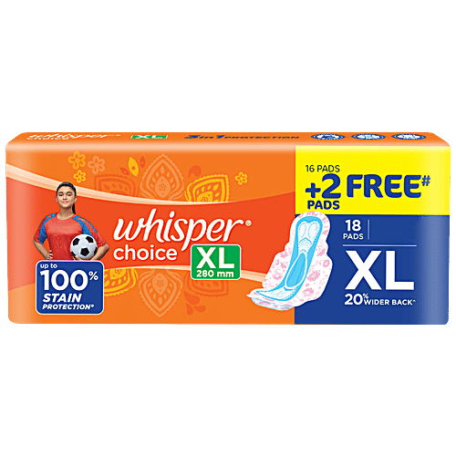Buy Whisper Choice Sanitary Pad Provides Up To 100 Stain Protection