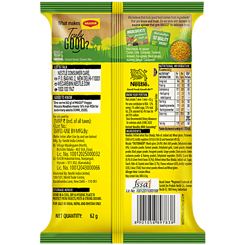 Maggi 2-Minute Instant Noodles - Veggie Masala, 62 g Pouch 