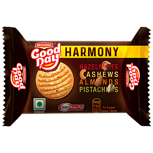 Britannia Good Day Harmony Biscuit - Crunchy, Zero Trans Fat, 60 g Pouch Ready To Eat