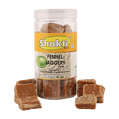 Shakti Fennel Jaggery - Natural, Aromatic, Rich In Antioxidants & Vitamins, Improves Digestion, 500 g