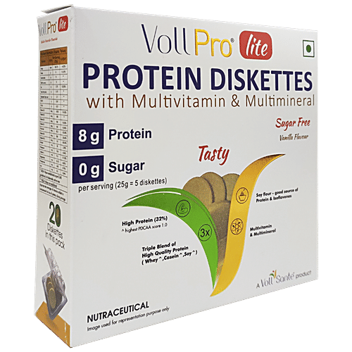 Voll Sante Protein Diskettes - Multivitamin, Multimineral, Sugar Free, Vanilla Flavour, 100 g  