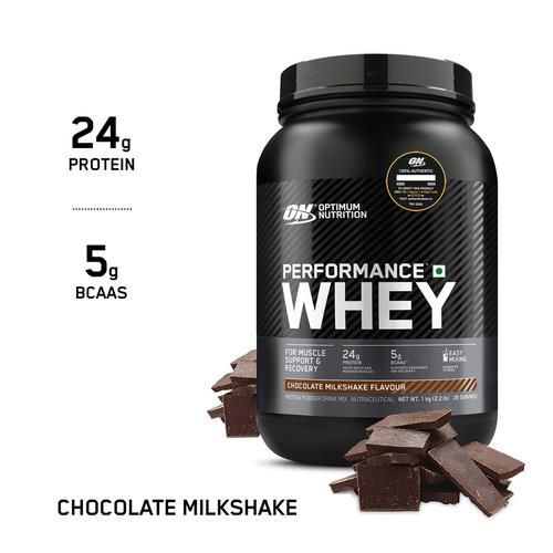 Optimum Nutrition Performance Whey Protein Powder - Chocolate Milkshake Flavour, 1 kg  