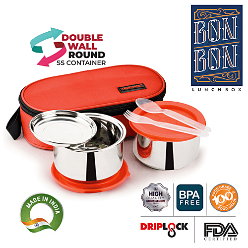Trueware Bon Bon Insulated Lunch Box - Air Tight, Leak Proof, 300 ml (Set of 2) 