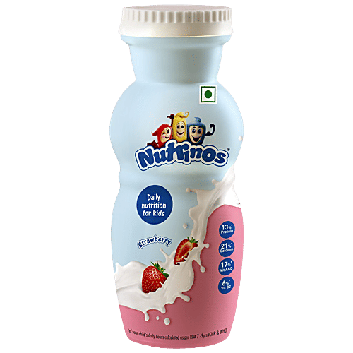 Nutrinos Strawberry Yogurt Drink - Daily Nutrition For Kids, Vitamin A, D, E Enriched, 100 ml