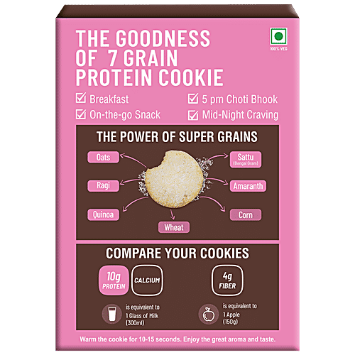RiteBite Max Protein Max Protein Cookies - Coconut Delite, 7 Grain Breakfast, Soft & Chewy, 4g Fiber & Calcium, No Maida, 55 g (Pack of 6)