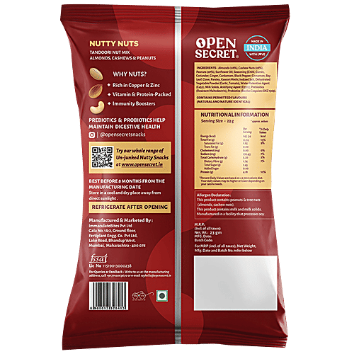 Open Secret Nutty Nut Mix Dry Fruit - Rich In Protein, Tandoori Masala Flavour, 23 g