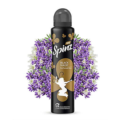 Spinz Black Magic Perfumed Deo - International Fragrances, Long-Lasting Freshness & 24-Hour Protection From Odour, For Women, 200 ml  
