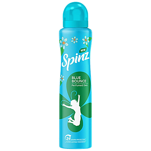 Spinz Blue Bounce Perfumed Deo - Fresh Tuberose Fragrance, Long-Lasting Freshness & 24-Hour Protection From Odour, For Women, 200 ml  