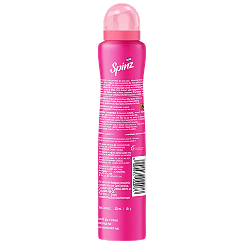 Spinz Exotic Perfumed Deo - Bulgarian Rose Fragrance, Long-Lasting Freshness & 24-Hour Protection From Odour, For Women, 200 ml  