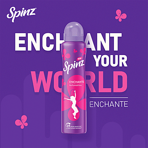 Spinz Enchante Perfumed Deo - International Fragrances, Long-Lasting Freshness & 24-Hour Protection From Odour, For Women, 200 ml  