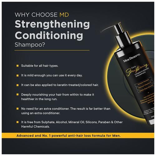 Men Deserve Daily Strengthening Conditioning Shampoo - For Men, Keratin Protein, Vitamin E, Hair Fall Control, 250 ml  