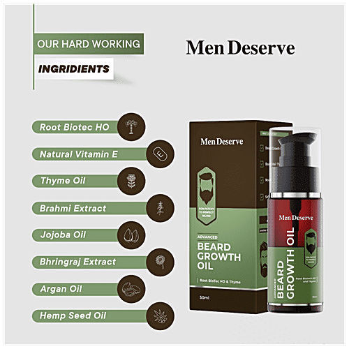 Men Deserve Advanced Beard Growth Oil - For Patchy To Perfect Beard, 50 ml  