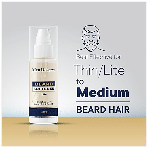 Men Deserve Beard Softener - Lite, Enriched With Argan Oil & Basil Oil, Reduces Itching & Softens Beard, 60 ml