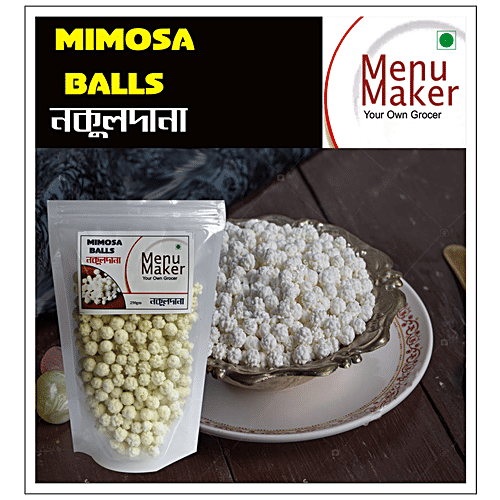 Menu Maker Nakuldana/Mimosa Balls - Plain White, 250 g Pouch 