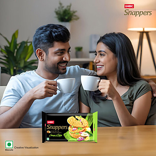 Unibic Snappers - Potato Crackers, Cream 'N' Onion, Crispy Snack, 280 g Pouch 