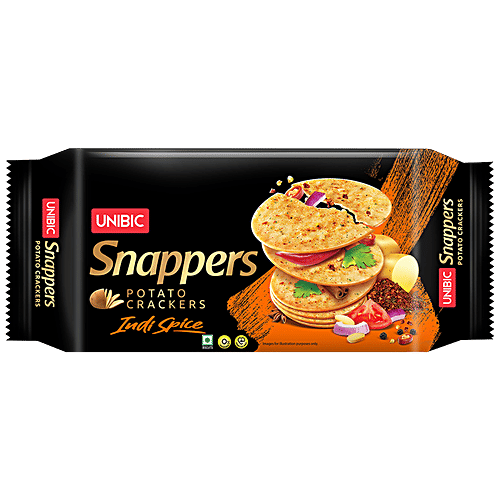 Unibic Snappers - Potato Crackers, Indi Spice, Crispy Snack, 300 g Pouch 