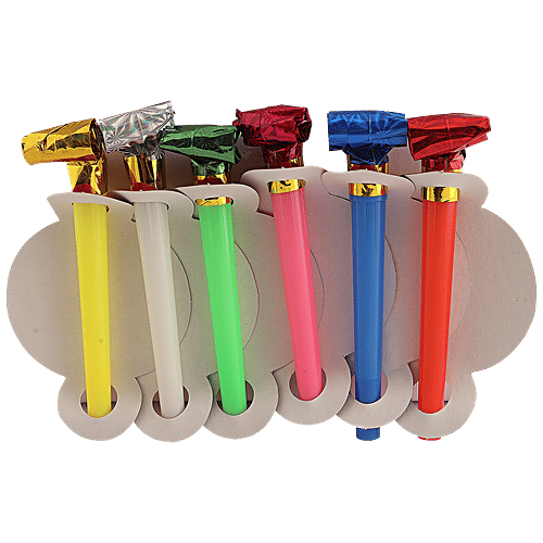 Se7en Blow Out Whistles - For Kids' Birthday Parties, Concerts, Assorted, 6 pcs  