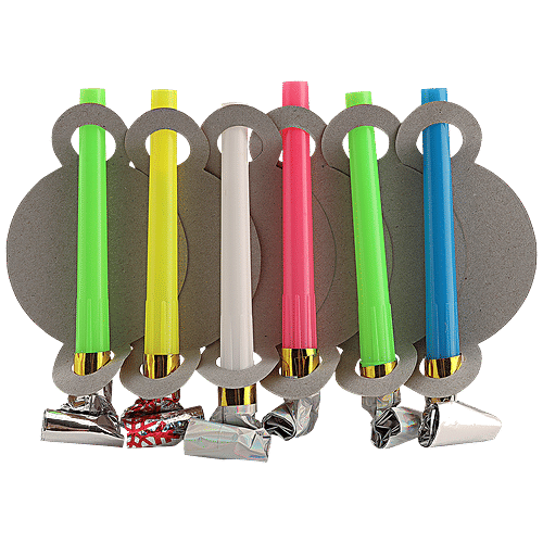 Se7en Blow Out Whistles - For Kids' Birthday Parties, Concerts, Assorted, 6 pcs  